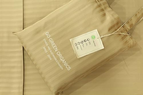 Organic Cotton Comfortable and Soft Sateen Stripe Bed Sheet Set - Luxury Hotel Quality - GOTS Certified - White - Deep Pocket - Easy Care - King - Thumbnail 2