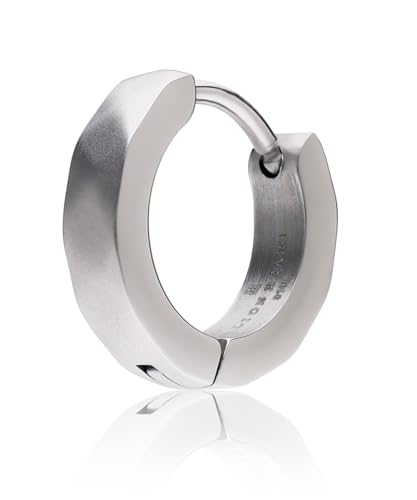 LION HEART ピアス THE EDGEカッティングフープピアス サージカルステンレス （金属アレルギー対応） メンズ レディース 片耳用 (マットシルバー)