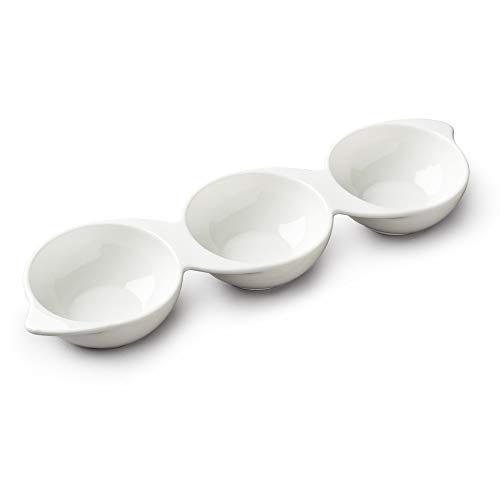 WM Bartleet & Sons 1750 T463 Plato de Porcelana Tradicional Largo 3 Partes para Servir y sumergir, Color Blanco