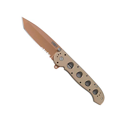 CRKT M16-14D EDC Folding Pocket Knife: Everyday Carry, Copper Serrated Edge Blade, Tanto, Automated Liner Safety, Desert Aluminum Handle, 4-Position Pocket Clip #1