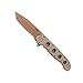 CRKT M16-14D EDC Folding Pocket Knife: Everyday Carry, Copper Serrated Edge Blade, Tanto, Automated Liner Safety, Desert Aluminum Handle, 4-Position Pocket Clip