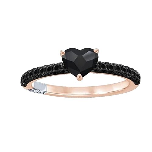 SANTOSH-ENTERPRISES 2.00Ct Heart Cut Lab Created Black Diamond Soliatire Woman's Engagement Ring 14K Rose Gold Finish2