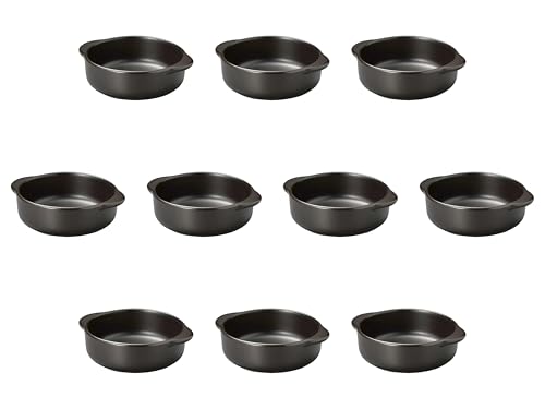 Set of 10, Brown Round Doria [6.9 x ?5.8 x 2.0 inches (17.5 x 14.7 x 5 cm) | Gratin Dish, Ceramic, Banko Ware, Direct Fire, Setomonohonpo,