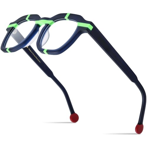 Image of HEPIDEM Multicolor Acetate Glasses Frame Women,Oversize Round Optical Eyeglasses