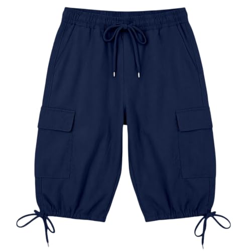 Pantalones cargo de verano cómodos transpirables monocolor con corte capri ajustado 5