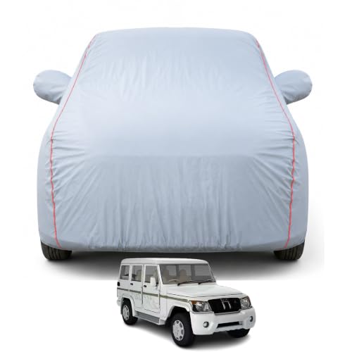 Image of Car Cover Compatible with Bolero 2000-2010 Models100% Waterproof for All Weather Protection Mirror & Inner Cotton Triple Stitched Cover, Adjustable Belt Bottom Elastic (Dark Grey)
