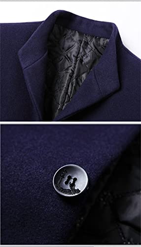 Casaco de Lã Masculino Elegante Trench Coat Acolchoado Outono Inverno Gola Alta Preto GG