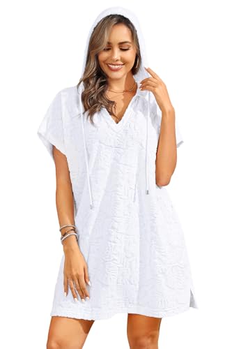 Pinup Fashion Terry Cloth Cover Up - Women 2025 Swimsuit Coverup Oversized Hooded Towel Dress with Pockets