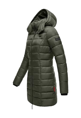 MARIKOO Herbst Winter Übergangs Steppmantel Jacke Mantel gesteppt B603 [B603-Abend-Grün-Gr.L]