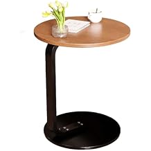 C Shaped End Table Wood,Wooden Couch Tables That Slide Under,Modern Small Coffee C Tables,Sofa Side Table for Small Area,Living Room,Bedroom,Wood Color