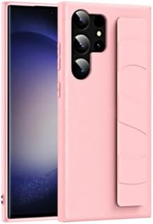 Compatible with Case for Samsung Galaxy S23 Ultra, Wrist Hand Strap Case Premium PU Leather + TPU + PC Shockproof Wristband Slim Non-Slip Phone Case for Samsung Galaxy S23 Ultra,Pink