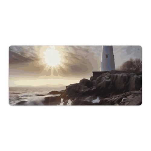 Tapis de souris de jeu grande taille rochers bord de mer avec LED