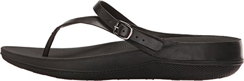 Image of FitFlop Womens Flip Leather Back-Strap All Black Sandal - 8
