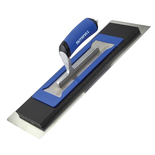 Faithfull FlexiFit Plastering Trowel Kit - 16 Inch (406mm) Dual-Edge Stainless Steel Blade with Foam Backing & Interchangeable Master Trowel for Wall & Ceiling Plastering