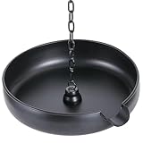 Rain Chain Anchoring Basin, Metal Bowl for Rain Chain Downspout Gutters, Black Rain Chain Basin of Chain Display for Outdoor Garden, Lawn and Patio Water Feature, 10.23 inch Diameter, 2 Inches High