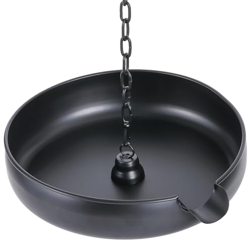 Rain Chain Anchoring Basin Metal Bowl for Rain Chain Downspout Gutters Black Rain Chain Basin of Chain Display for Outdoor Garden Lawn and Patio Water Feature 10.23 inch Diameter 2 Inches High