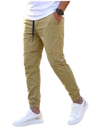 Image of ANNI Designer Men Cargo Pants Cotton Solid | Cargo Pants for Men | Mens Cargo Trouser | Multi Pocket Cargo Pant Regular Fit | Casual Stylish Bottom Wear for Mens Comfortable Clothing