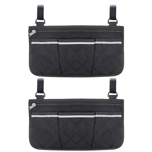 2 Pcs Wheelchair Side Bag,Wheelchair Bag with Cup Holder,Wheelchair Accessories,Wheel Chair Accessories Adults,Waterproof Wheelchair Pouch Side Pocket for Most Seniors Wheelchairs