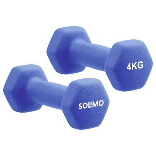 Image of Amazon Brand - Solimo Neoprene Dumbbell 4 Kg, Set of 2 (Blue)