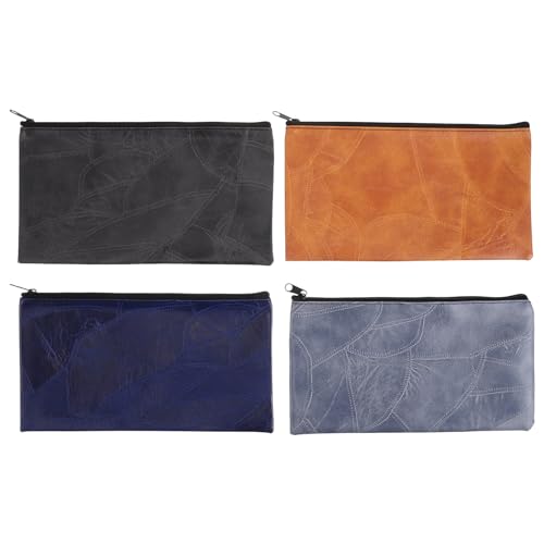 4 Pochette de dépôt bancaire en cuir PU sacs à fermeture éclair pour voyage