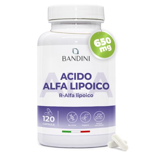 👍 ALTO DOSAGGIO, ALTE PRESTAZIONI | L'acido alfa lipoico (ALA) è un acido grasso essenziale solubile sia in acqua sia nei grassi. Ciò gli consente di sviluppare il suo effetto antiossidante in tutto l'organismo. Il nostro integratore alimentare vegano contiene 650 mg di acido alfa-lipoico puro per capsula, senza additivi. Ogni confezione contiene 120 capsule per una scorta di 4 mesi per un eccellente rapporto qualità-prezzo. Il colore delle capsule può variare.