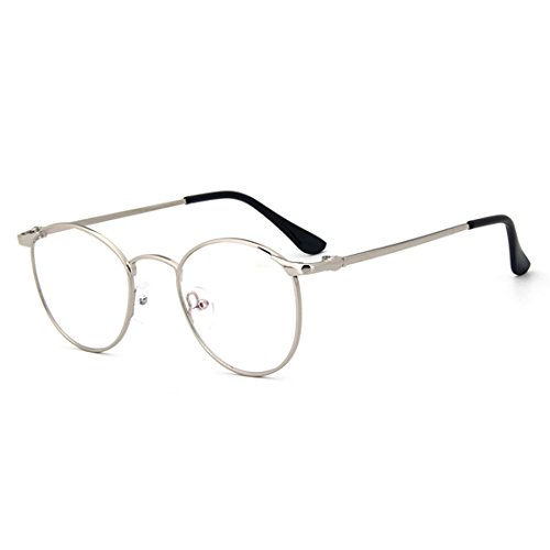 D.King Vintage Oversized Round Metal Frames Clear Lens Glasses Eyeglasses Silver