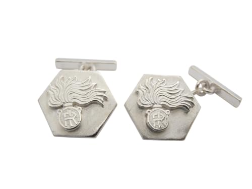 Fiamma dell'Arma dei Carabinieri : Gemelli in Argento 925 - polsino camicia - cerimonia