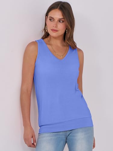 Image of ANRABESS Women Tank Tops Summer V Neck Sleeveless Casual Loose Fit Cute Cami Basic T Shirts Solid Tees 2026 Trendy Outfits