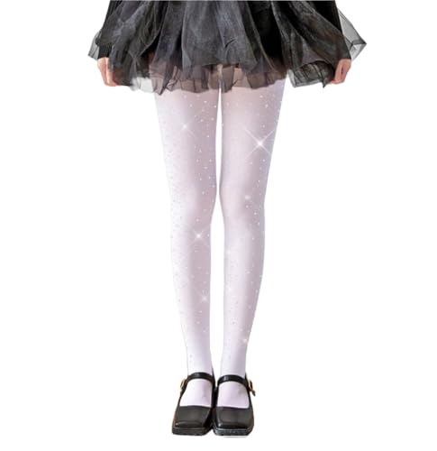 Image of LUCKELF Girls Glitter Tights, Soft Opaque Tights Sparkle Rhinestone Tights School Dress Dance Stockings