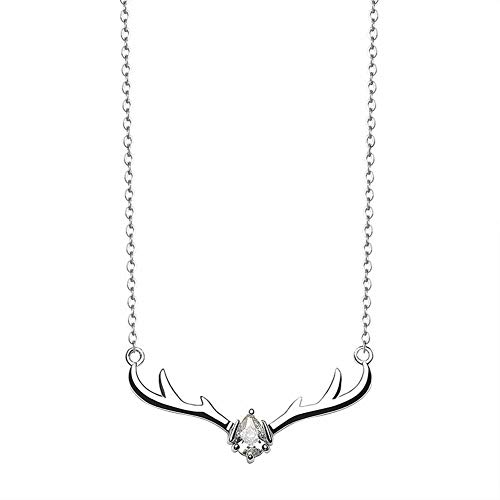 Collier pendentif bois de cerf argent anti-allergie pour peau sensible