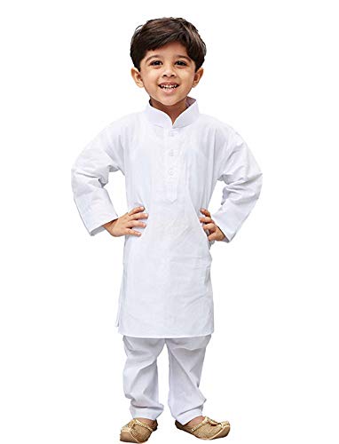 Vastramay Boys' White Pure Cotton Kurta Pyjama Set  Festive/Wedding Special Ethnic Wear