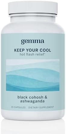Gemma Keep Your Cool Menopause Relief Supplement – Black Cohosh, Ashwagandha & Chasteberry for Hot Flashes, Night Sweats & Mood Support – Hormone-Free Perimenopause Support Capsules
