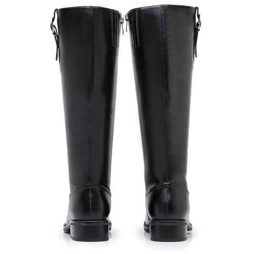 Riding Boots for Women Knee High Boots Round Toe Motorcycle Low Chunky Heel Boots for Women2