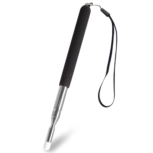 Palo de puntero extensible, mini puntero retráctil, 120 cm, extensible, de acero inoxidable, para profesores, pizarra, puntero para formatos, seminarios, presentaciones (negro)