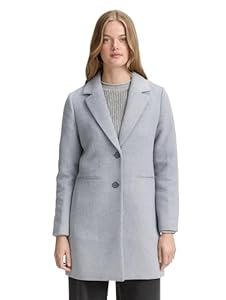 TOM TAILOR Denim Damen 1046689 Slim Fit Wollmantel, 10658-Cement Grey Mélange, L