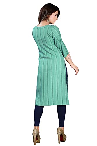 Image of DREAM & DZIRE Blue Office wear Kurti for Women of Cotton in Plus Size & Small Size.