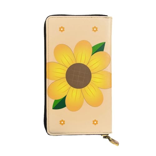 Leather Wallet - Stylish and Durable Wallet for Women with Multiple Compartments and Zipper Design Golden Sunflower Picture