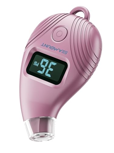 SEAMOUNT Digital Talking Tire Pressure Gauge with Voice (0–99 PSI), Backlit LCD up to 150 PSI, ±1 PSI Accuracy, 8-Lumen LED Ring Light, Keychain Air Gauge for Cars, SUVs, Motorcycle & Bikes