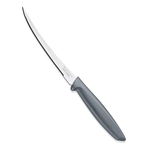 TRAMONTINA Plenus 12cm/4.7" Tomato Knife | Stainless Steel Blade | Kitchen Knife for Tomatoes/Kiwis | Wavy/Micro-Serrated Edge | Grey Polypropylene Handle | Made in Brazil | 5 Year Warranty*