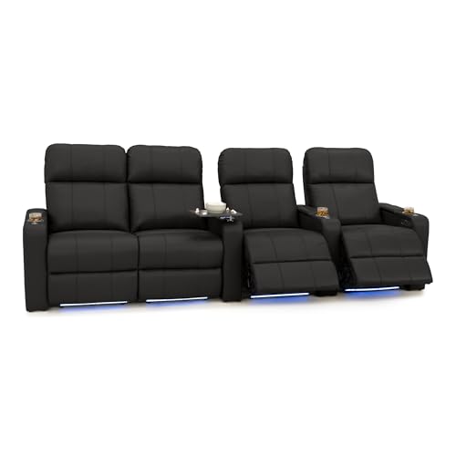 Image of Seatcraft Monterey Home Theater Seating Black Row of 4 Left Loveseat