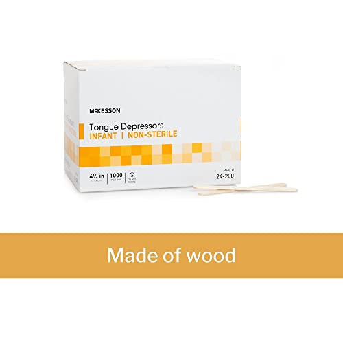 mckesson tongue depressors 1000 count infant size non-sterile wood unflavored splinter-free 45 in  use for medical arts crafts spa