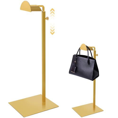 Bulaned 1 Pieza Soporte de Exhibición para Bolso de Mano, Soporte de Exhibición para Monedero de Color Dorado, Soporte de Exhibición de Bolso Ajustable de...