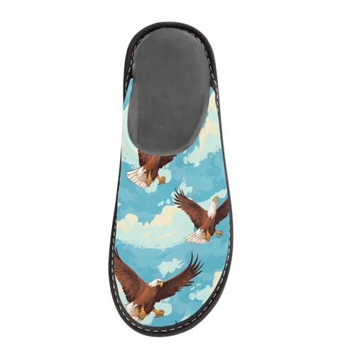 Flying Hawk Fuzzy Slippers Soft Home Bedroom Slippers for Women Men House Shoes3