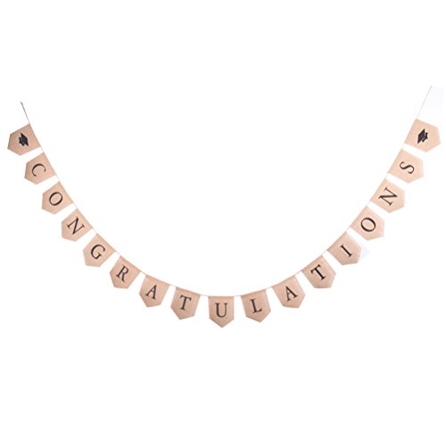 TINKSKY Congratulations Cap Banner Linen Flag Jute Burlap Pennant Vintage Rustic Graduation Party Ha - //coolthings.us