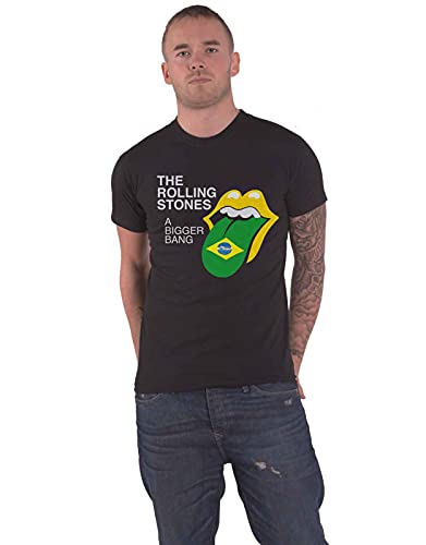 Rolling Stones The T Shirt Bigger Bang Brazil 80 Band Logo Nouveau Officiel Noir - Les Beatles, Paul McCartney, John Lennon, RIngo Starr, George Harrison Rolling Stones The T Shirt Bigger Bang Brazil 80 Band Logo Nouveau Officiel Noir