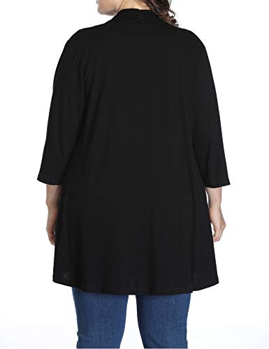Long Plus Size Cardigans For Women Light To Wear Open Front Clothing(5X, Black) #TOP4