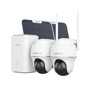REOLINK 4K Solar Security Cameras Wireless Outdoor System, 360° Pan & 140° Tilt, Smart Motion Detection, 2.4G/5G Wi-Fi, Encrypted Local Storage, No Monthly Fee, Home Hub with 2X PT Ultra Cam Kit