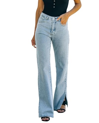 Ruiatoo Relaxed Fit Jeans for Women Mid Rise Straight Leg Causal Bootcut Jean