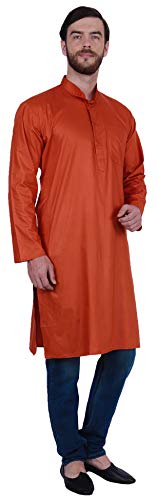 Maple Clothing Men's Cotton Long Kurta Solid Color Indian Traditional Clothes2