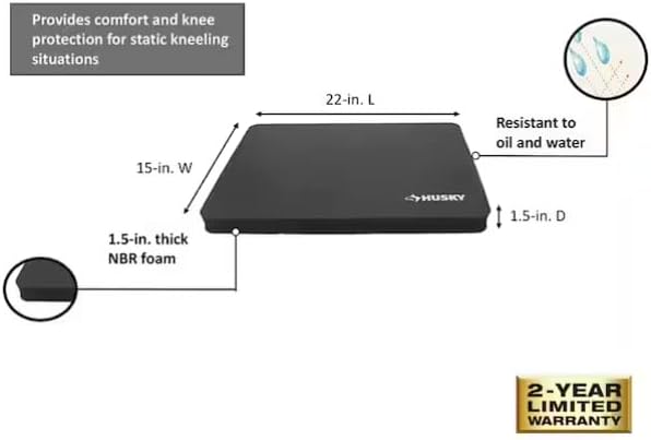 Soft Foam Kneeling Pad, Large, NBR Closed Cell Foam, Oil and Water Resistant, 22x15x1.5 Inch, for Indoor and Outdoor Use